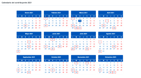 Calendario general del contribuyente 2021