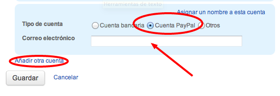 Añadir cuentas PayPal