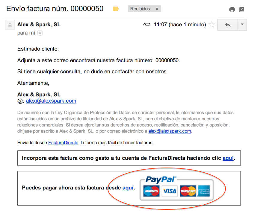 E-mail al cliente