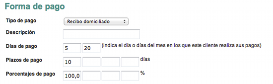 Configuración de días y plazos de pago de un cliente