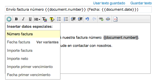 Plantilla de mensaje con variables