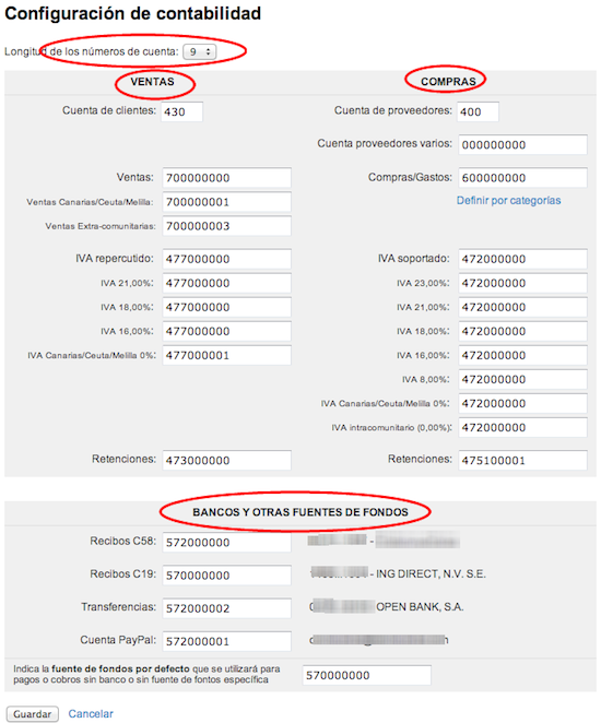 Configuración de traspaso de contabilidad Configuración de traspaso de contabilidad