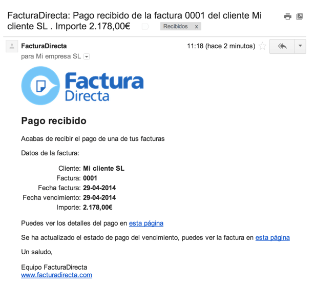 Mail al cliente