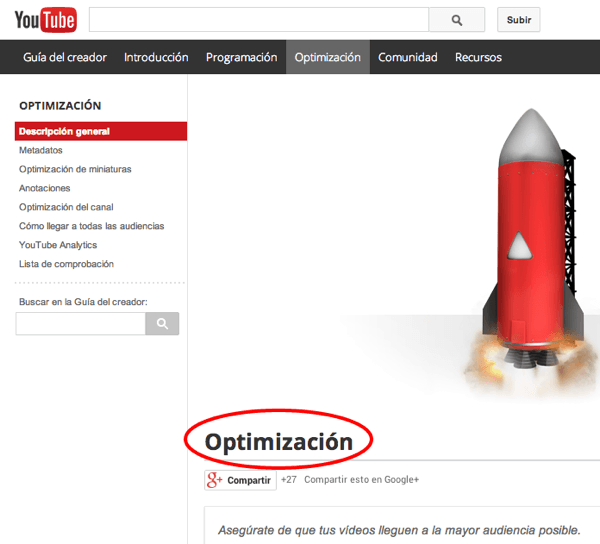 Optimización de vídeos en Youtube