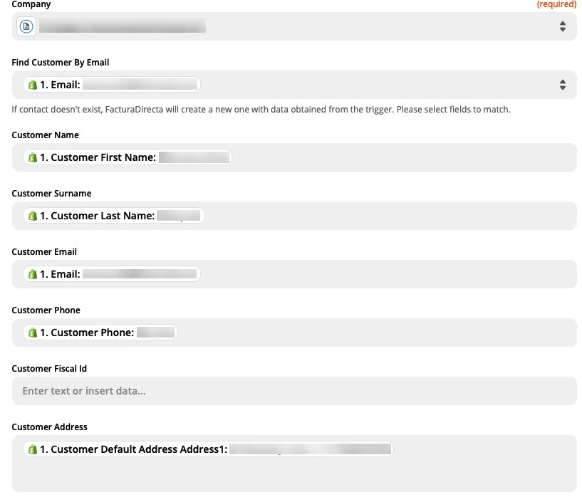 configuración campos shopify zapier facturaDirecta 1