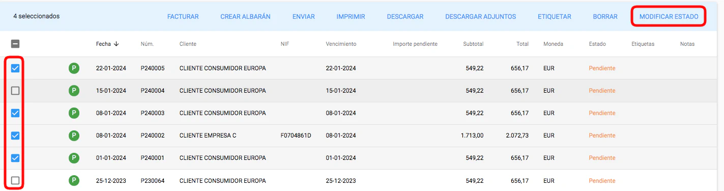 Botón de modificar estado múltiple