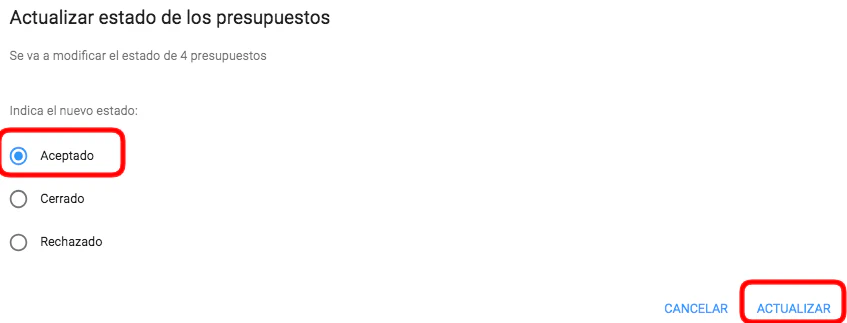 Ventana de cambio de estado múltiple