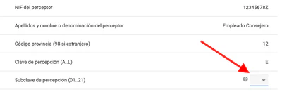 Edición de subclave de percepción en el modelo 190