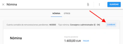 Edición del tipo de nómina