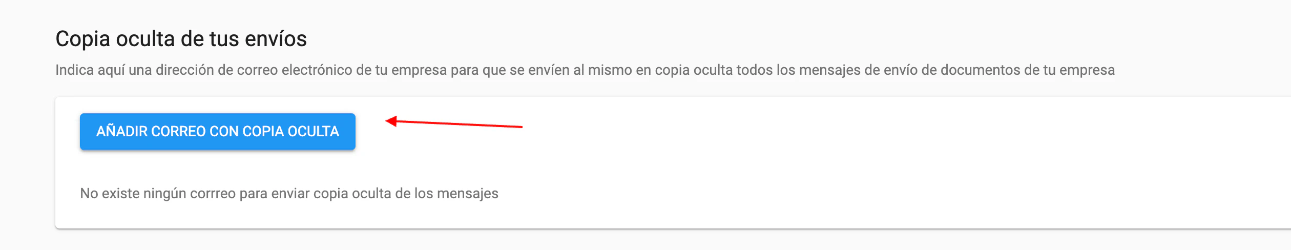 Configuración de copia oculta en envíos