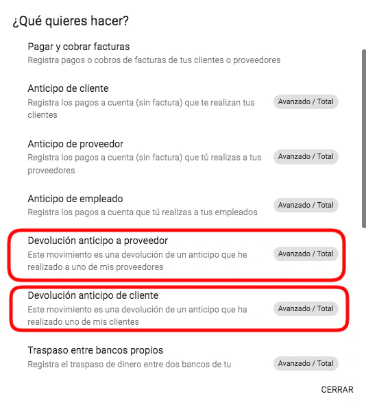 Devolución de anticipo desde conciliación