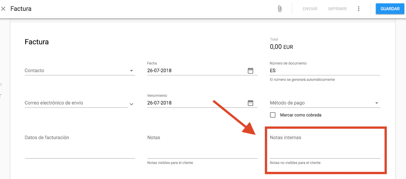 Notas internas en documentos