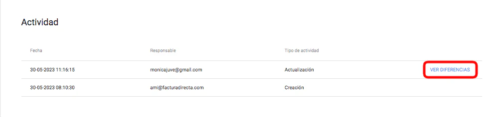 Ver diferencias en cambio de documentos
