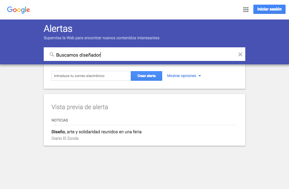 Usa las alertas de google para encontrar trabajo