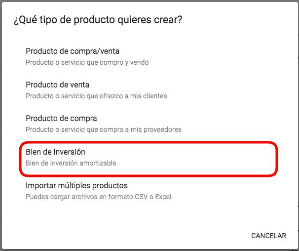 Crear bien de inversión