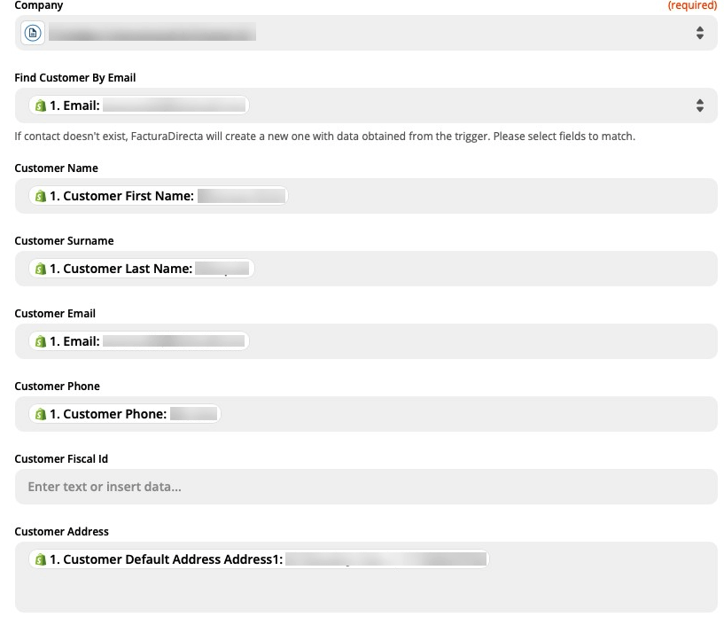 configuración campos shopify zapier facturaDirecta 1