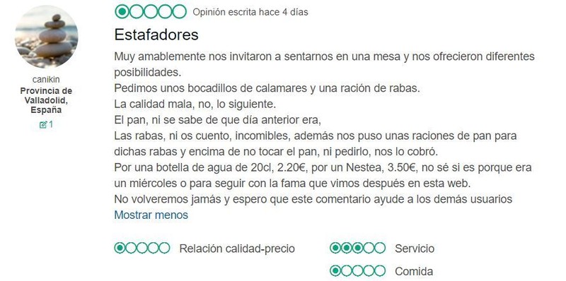 Testimonio en Trip Advisor