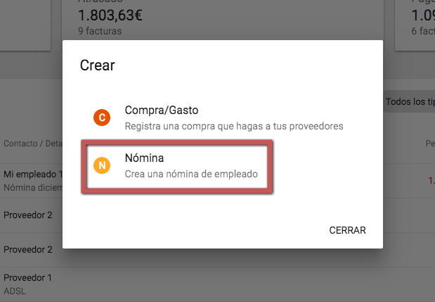 Crear Nómina