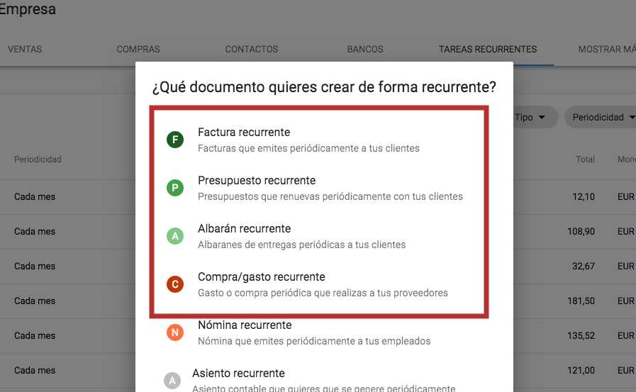 Variables en documentos recurrentes