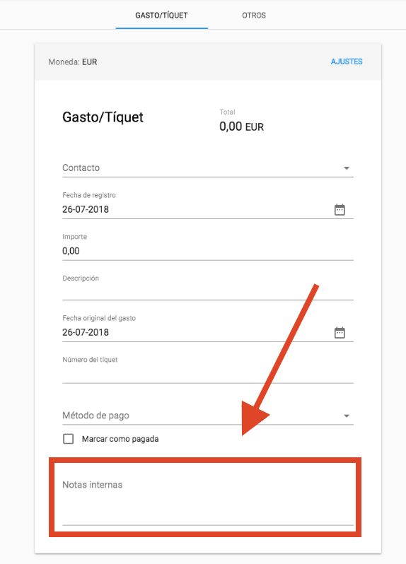 Notas internas en los tíquets