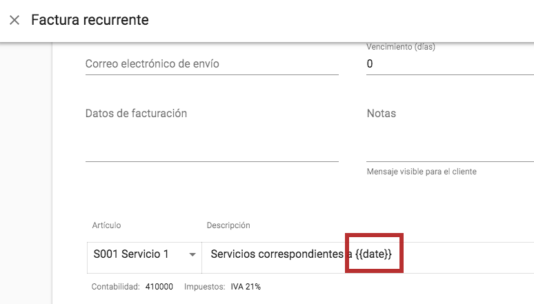 Variables en documentos recurrentes