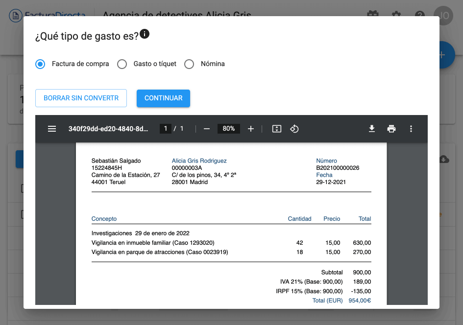 Contabilidad documento de compra