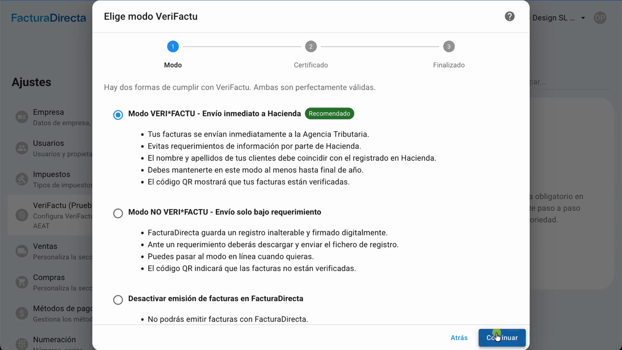 Configurar VeriFactu