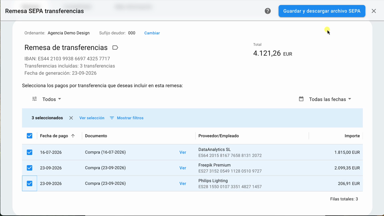 Create a bank transfer batch