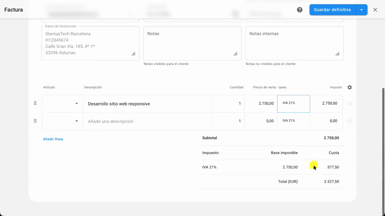 Crea la teva primera factura